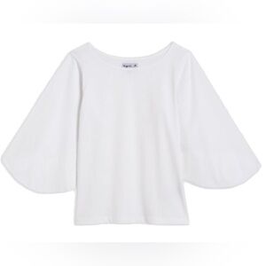Agnes B White Balloon Sleeve Top Size 1 (Small) French Designer Blouse